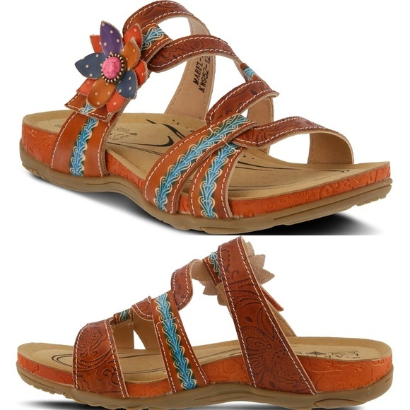 Spring Step Shoes - Spring Step L’Artiste Mabel Sandal‎ 38 Camel Floral Pink Stone